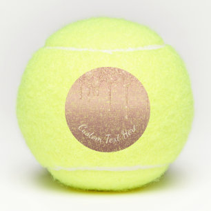 Balles De Tennis Rose de texte personnalisé Gold Blush Parties scin