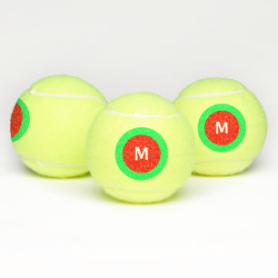 Balles De Tennis Rouge Vert blanc initial (M) Monogramme 4Mark