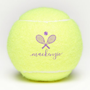 Balles De Tennis Script Personnalisé Élégant Purple Croisé Raqu