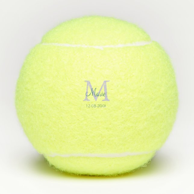 Balles De Tennis simple minimum ajouter nom monogramme violet vert  (Devant)