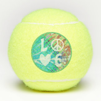 Balles De Tennis Symbole de paix de l'amour Hippie Boho Turquoise T