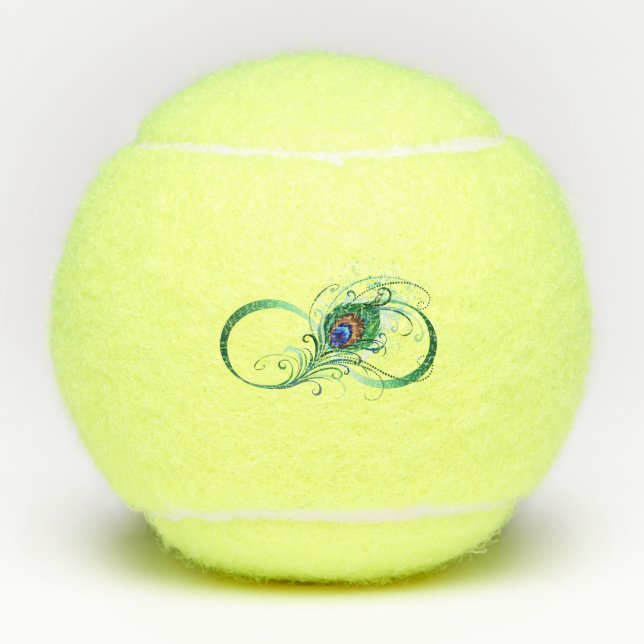 Balles De Tennis Symbole d'infini avec plume de paon (Devant)