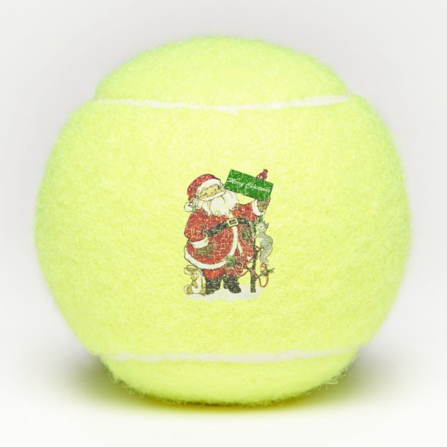 Balles De Tennis Sympathique Père Noël Joyeux Signal de Noël Animau (Devant)