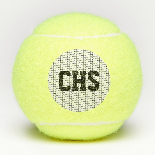 Balles De Tennis Tennis Ball School INITIALES Sports Net Noir Blanc (Devant)