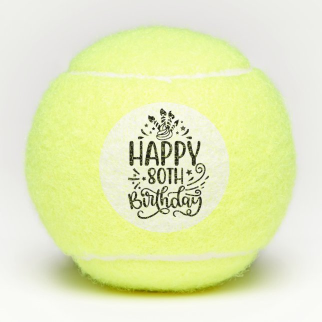 Balles De Tennis Tennis Joyeux 80e anniversaire (Devant)