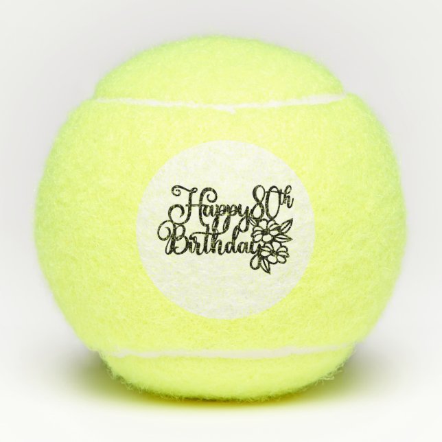 Balles De Tennis Tennis Joyeux 80e anniversaire Tennis Balls (Devant)