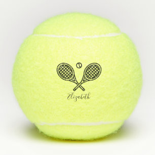 Balles De Tennis Tennis Thème Élégant Script Monogramme Nom Tenn
