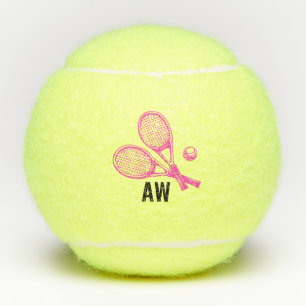 Balles De Tennis Tennis Thème Pink Girly Monogramme Nom Tennis B