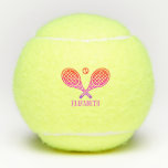 Balles De Tennis Thème de tennis Nom Monogramme Tennis Balls<br><div class="desc">Les joueurs de tennis individuels et les équipes doubles adoreront ce thème de tennis conçu. Design moderne logo icône avec deux raquettes et une balle. Ajoutez votre nom pour créer un design customisé.Couleurs rouge,  rose et violet.</div>