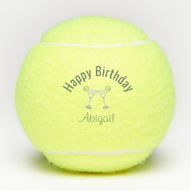 Balles De Tennis Toast personnalisé Margarita d'anniversaire (Devant)