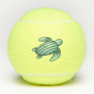 Balles De Tennis tortue de mer peinte à l'aquarelle dessin animé bl