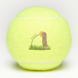 Balles De Tennis Un mignon chien de prairie reniflant la caricature