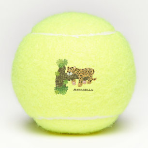 Balles De Tennis Un mignon léopard dormant dans un arbre dessin ani