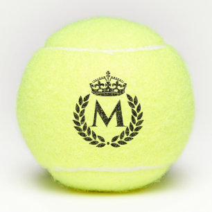 Balles De Tennis Vintage Royal King Golden Crown Nom initial Noir