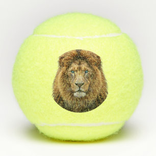 Balles De Tennis Visage de lion majestueux aux yeux bleus   Faune A