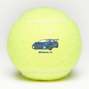 Balles De Tennis Voiture de sport bleue avec illustration d'aile aé