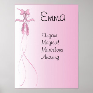 Ballet Ballerina Girls Nom Poster d'art Imprimer