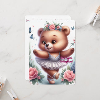 Ballet Bear Birthday Invitation