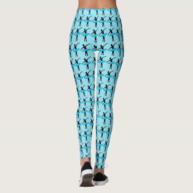 Ballet Dancer Ballerina Silhouette Leggings Blue (Dos)