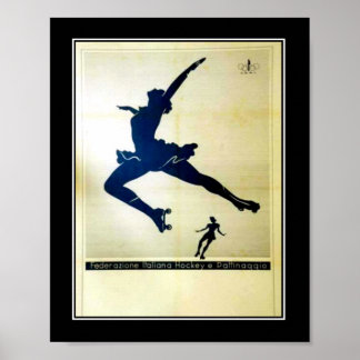Ballet et patins à roulettes Affiche Vintage