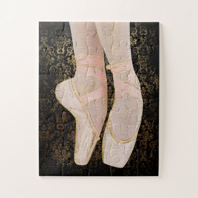 Ballet Jigsaw Puzzle Toe Chaussures - Black Rose O (Vertical)