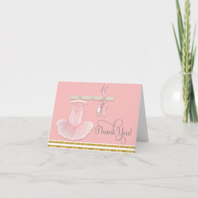 Ballet Little Girl Baby Merci Note Cartes Rose (Devant)
