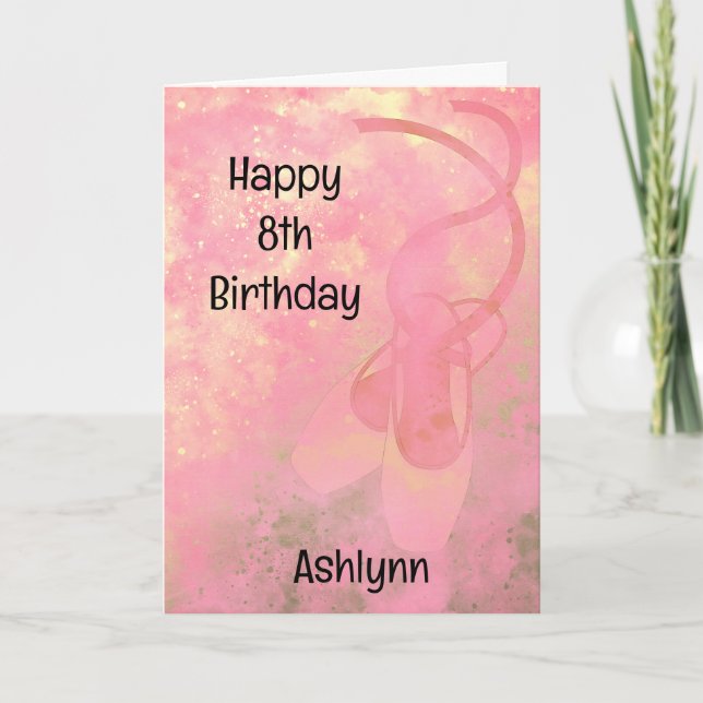 Ballet or et rose 8e Anniversaire Carte (Devant)
