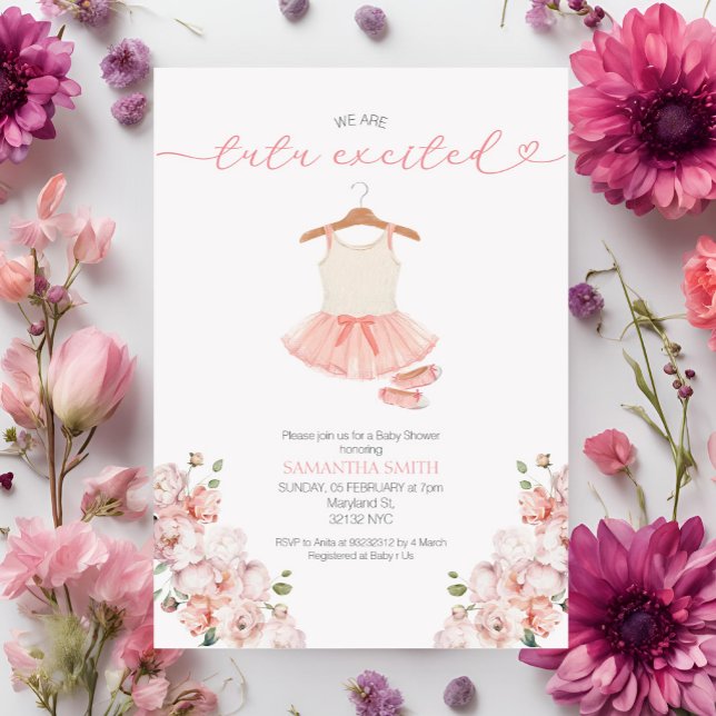Ballet rose Tutu Invitation Baby shower excitée (Créateur téléchargé)