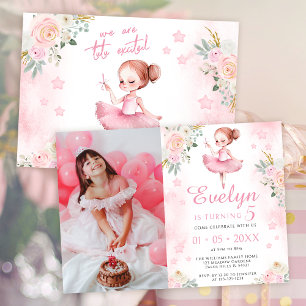 Balline rose anniversaire fille invitation photo