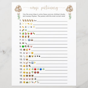 Balloirs Beige Emoji Books Baby shower Jeu