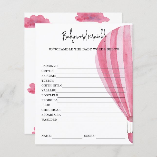 Ballon à air chaud - Bébé Word Scramble (Devant / Derrière)