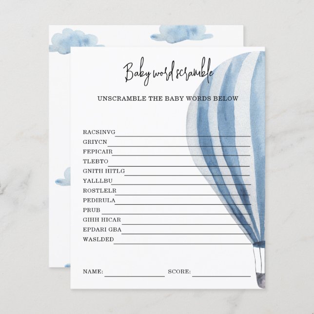 Ballon à air chaud - Bébé Word Scramble (Devant / Derrière)