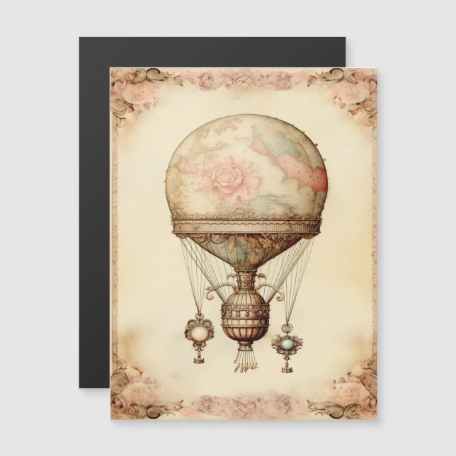 Ballon à air chaud floral Steampunk vintage (Devant / Derrière)
