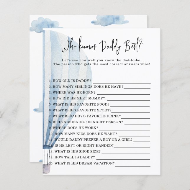 Ballon à air chaud - Jeu Qui connaît le mieux DADD (Devant / Derrière)