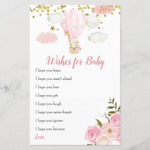 Ballon à air chaud rose Floral Wives for Baby Card
