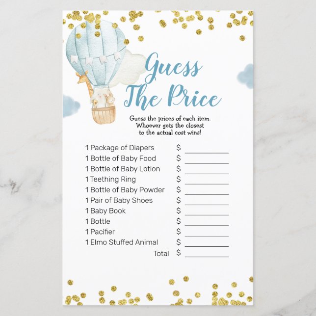 Ballon à air chaud Watercolor Devinez le prix Game (Devant)