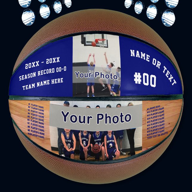 Ballon De Basket 2 PHOTOS et Basket Personnalisé Fabriqué (Two, Photo Basketball. Awesome, Gifts for Basketball Seniors. Senior night gifts basketball. Blue)