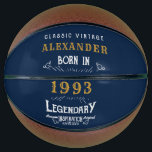 Ballon De Basket 30th Birthday Born 1993 Ajouter Nom Legend Blue Go<br><div class="desc">Conception vintage "Original Quality Legendary Inspiration" basket-ball. Ajoutez le nom et l'année souhaités dans les champs modèles pour créer un élément unique de célébration d'anniversaire. Faites équipe avec les cadeaux,  accessoires de fête et vêtements correspondants disponibles dans notre magasin www.zazzle.com/store/thecelebrationstore</div>