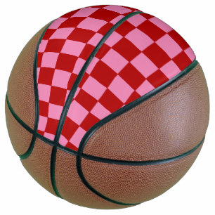 Ballon De Basket à damiers rouge et rose chaud