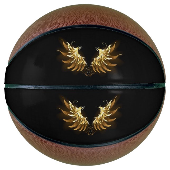 Ballon De Basket Ailes d'Ange d'or sur arrière - plan noir (Devant)