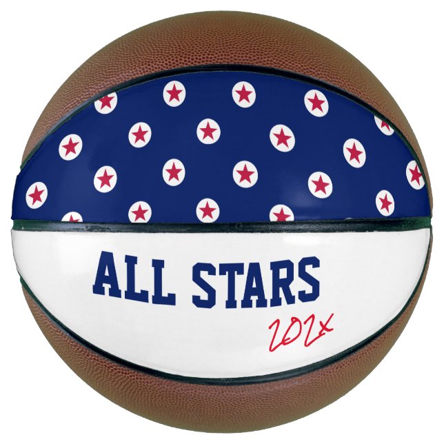 Ballon De Basket All Stars Sports Team Red White Blue Awards (Devant)