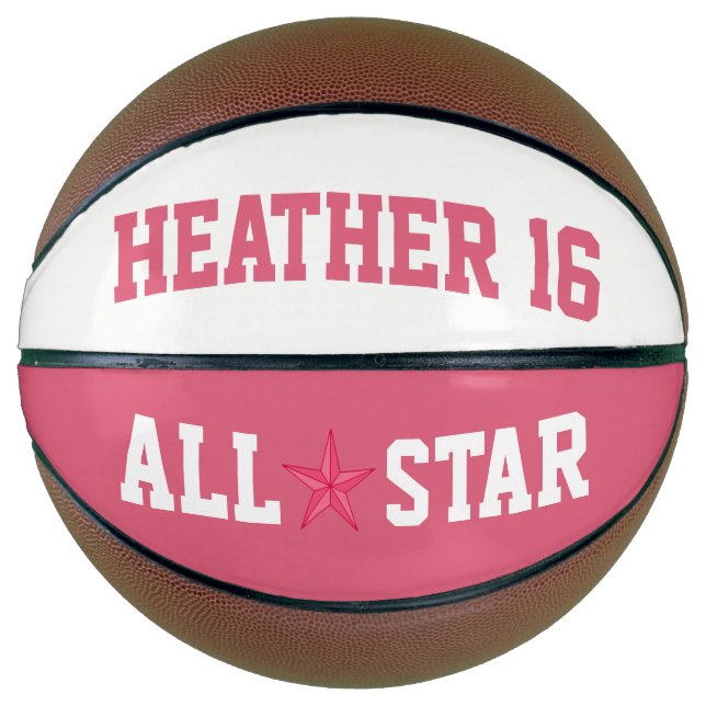 Ballon De Basket Allstar rose et blanc (Devant)