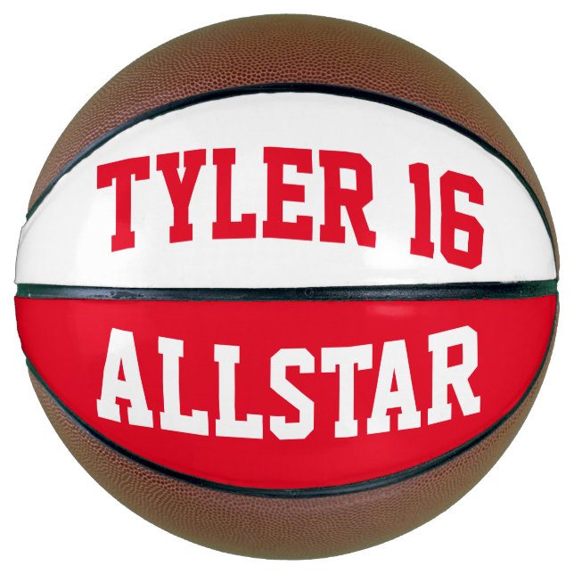 Ballon De Basket Allstar Rouge et Blanc (Devant)