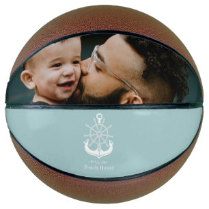 Ballon De Basket Ancre Beach House Nom de famille Turquoise