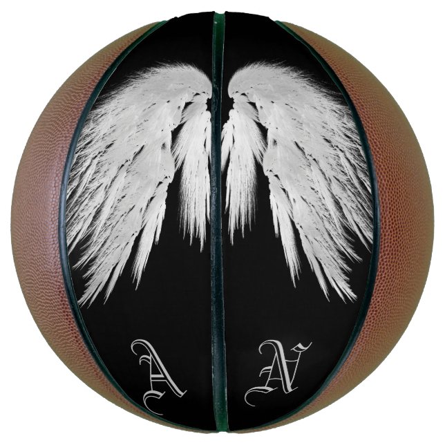 Ballon De Basket ANGEL WINGS Black Custom Monogramme (Vertical)