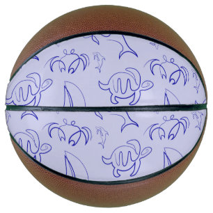 Ballon De Basket Animaux marins et voilier motif de dessin à une li