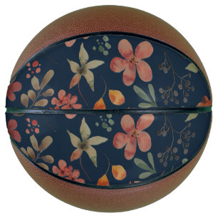 Ballon De Basket Antique aquarelle Imprimer floral sur marine