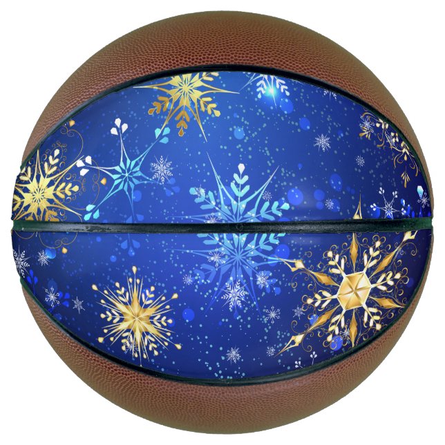 Ballon De Basket Arrière - plan Bleu XMAS avec des flocons de neige (Devant)