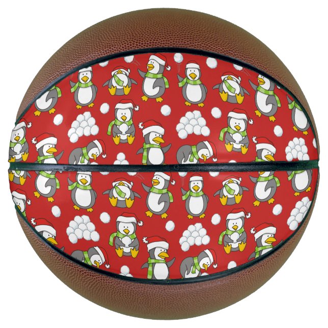 Ballon De Basket Arrière - plan de pingouins de Noël (Devant)