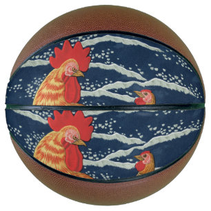 Ballon De Basket Art japonais vintage représentant un coq dragon